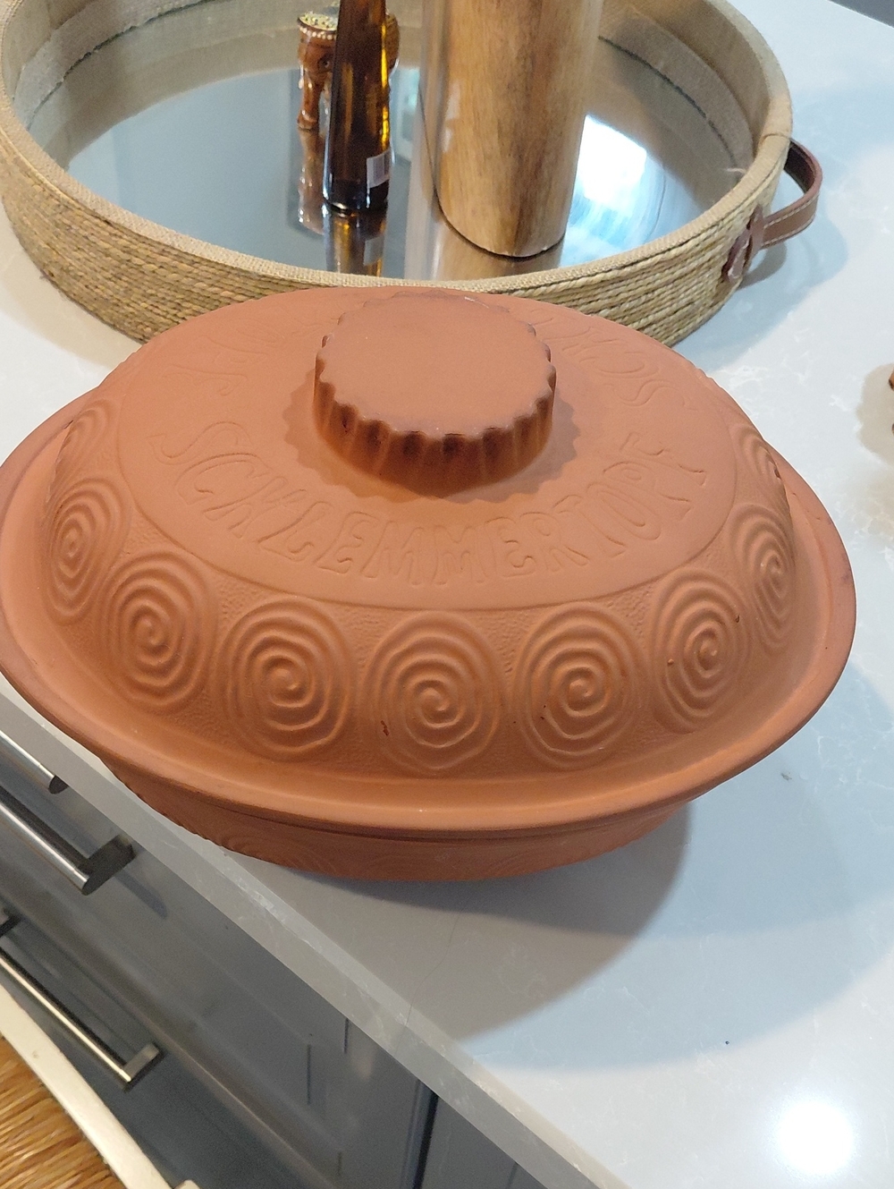 Terracotta Clay Steamer Pot with Lid - Brown W.germany 830
